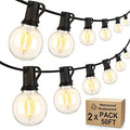 Mlambert 100Ft(2x50Ft) Outdoor String Lights, G40 Globe Patio Lights with 50+4 Waterproof Hanging LED Bulbs for Balcony Gazebo Deck Tents-Black Wire by Mlambert