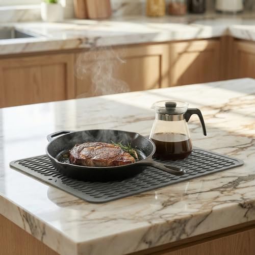 MicoYang Silicone Dish Drying Mat, Grey, 16"×12" - Image 6