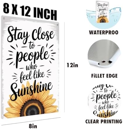 BEASTZHENG Metal Tin Sign Sunflower Gifts for Women Decor Kitchen Office Home Tin Sign Birthday Thank You Friendship Gifts Farmhouse Desk Sunflower Decorations for Home Wall - Image 3
