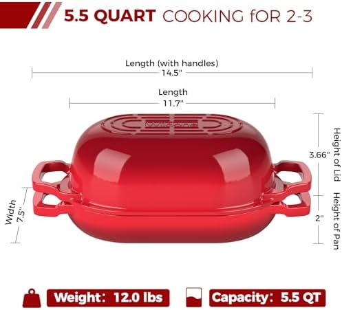 Wildone Enameled Cast Iron Dutch Oven Pot with Lid, Oval Bread Oven - Image 2