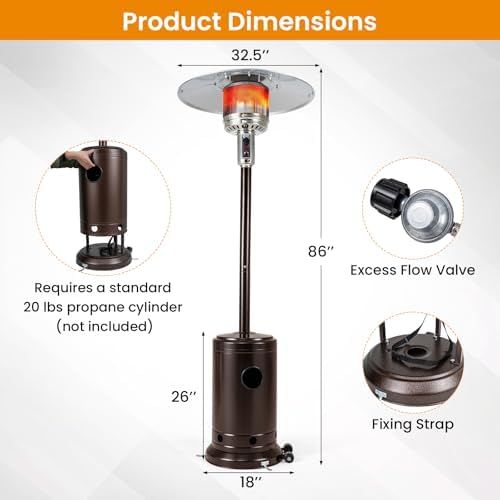 Tangkula 50,000 BTU Propane Patio Heater with Easy Ignition, Bronze - Image 6