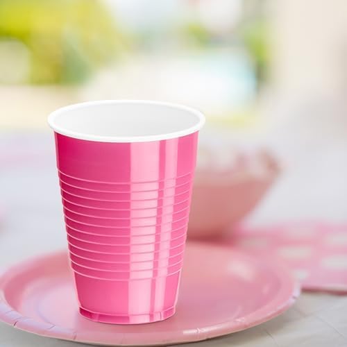DecorRack 20 Party Cups 12 oz Disposable Plastic Cups for Birthday Party Bachelorette Camping Indoor Outdoor Events Beverage Drinking Cups (Pink, 20) - Image 6