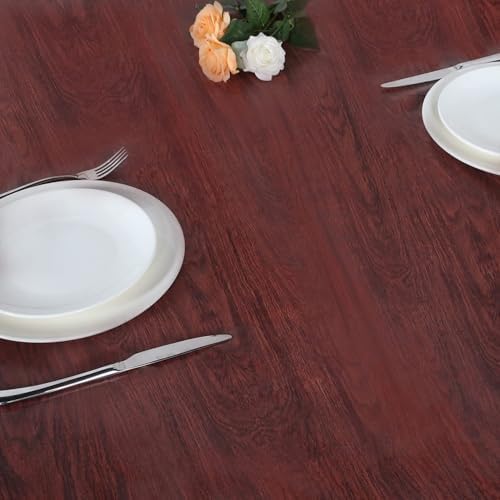 LUSHVIDA Round Tablecloth, Fitted Table Cloth for 45"-56" Tables, Mahogany - Image 6