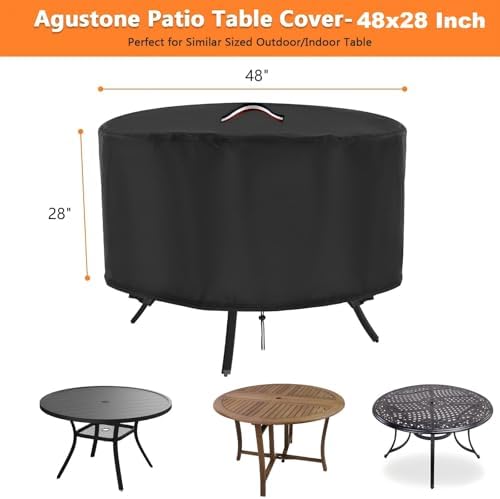 48 Inch Patio Table Cover, 48x28 in Outdoor Waterproof Round Table Cover - Image 2