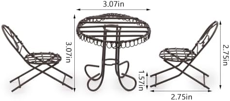 3 Pcs Miniature Bistro Table Chairs Set 1 12 Scale Dollhouse Accessories - Image 2