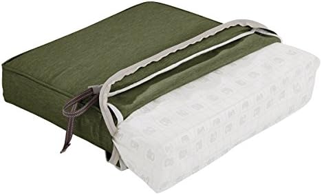 Classic Accessories Montlake Water-Resistant 21 x 21 x 3 Inch Square Outdoor Seat Cushion, Patio Furniture Chair Cushion, Heather Fern Green, Outdoor Cushion Cover - Image 3