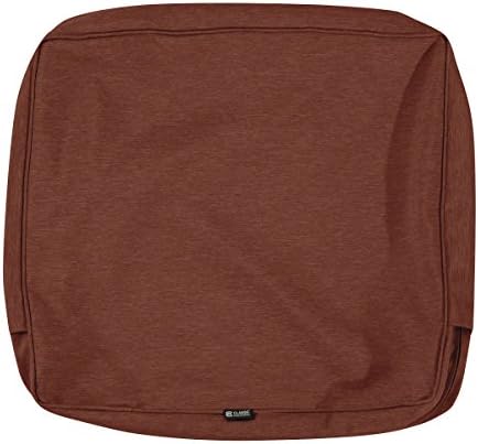 Classic Accessories Montlake Water-Resistant 21 x 22 x 4 Inch Outdoor Back Cushion Slip Cover, Patio Furniture Cushion Cover, Heather Henna Red, Patio Furniture Cushion Covers by ClassicAccessories