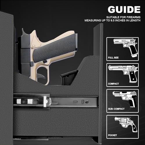Biometric Slider Handgun Gun Safe with LCD Screen of Time Temp Humidity - Image 4