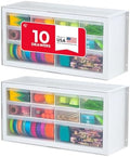 IRIS USA 10-Drawer Organizer, 2 Pack, Makeup Tool Craft Storage, White by IRISUSA