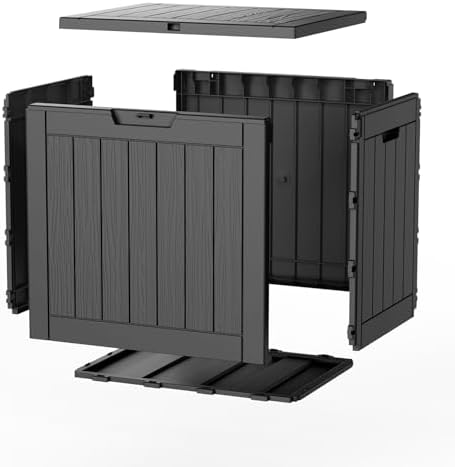 ROJIK 40 Gallon Resin Deck Box, Lockable Waterproof Weatherproof Outdoor Storage Container for Garden Tools, Cushions & Outdoor Accessories（Black - Image 6