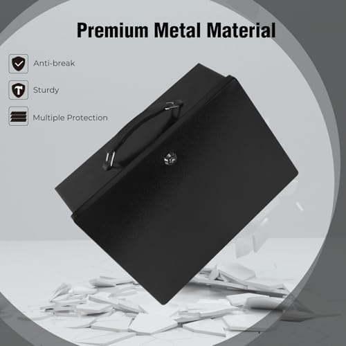 Fireproof Document Box with Key Lock – Fire Resistant Safe Box for Home, Portable Lock Box for Personal Items, Passport, Cash, Tablet, 13.2" x 11" x 4.13" Black XL - Image 6