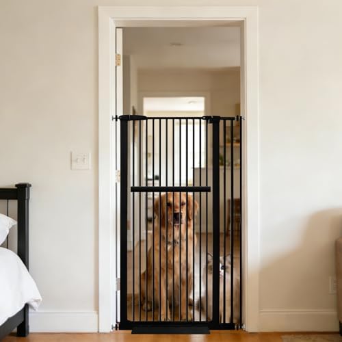 Lumizone 55.12" Extra Tall Pet Gate for Cat Dog 30.12"-38.38" Wide Black by Lumizone