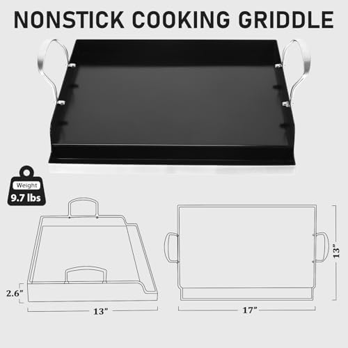Utheer 17 x 13 Stainless Ceramic Griddle for Gas Grill & Stove top - Image 3