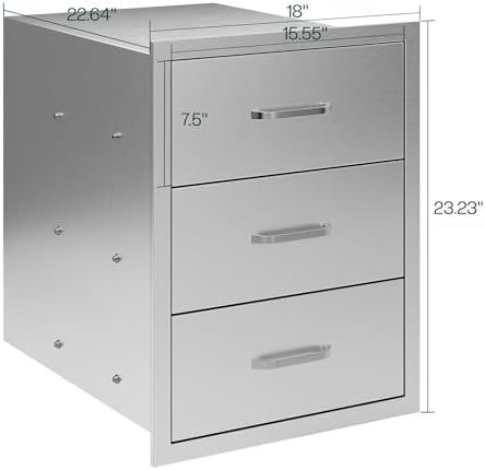 Jocisland 18-Inch Stainless Steel Outdoor Kitchen Drawer Cabinet - Image 3