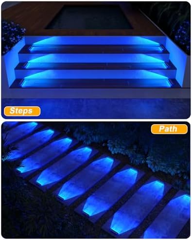 DetarZinLED Blue Solar Step Lights for Outside IP68 Waterproof Led 2 Pack - Image 4