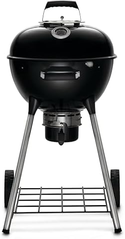 Napoleon NK18 Premium Charcoal Kettle Grill, Black, Porcelain-Enameled Lid and Bowl, Chrome-Plated Cooking Grid by Unknown