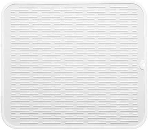 MicoYang Silicone Dish Drying Mat for Multiple Usage,Easy clean,Eco-friendly,Heat-resistant Silicone Mat for Kitchen Counter or Sink,Refrigerator or Drawer Liner White 2XL 24 inches x 18 inches by MicoYang