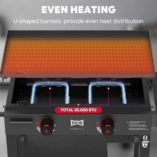 FEASTO 28" 2-Burner Propane Gas Griddle, 30,000 BTU, 458 Sq. In., Black - Image 5