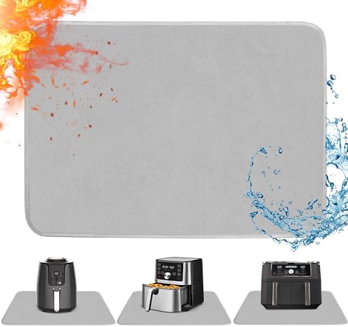 Heat Resistant Mats for Air Fryer on Countertop, 31 x 24in, Grey by Amerbro