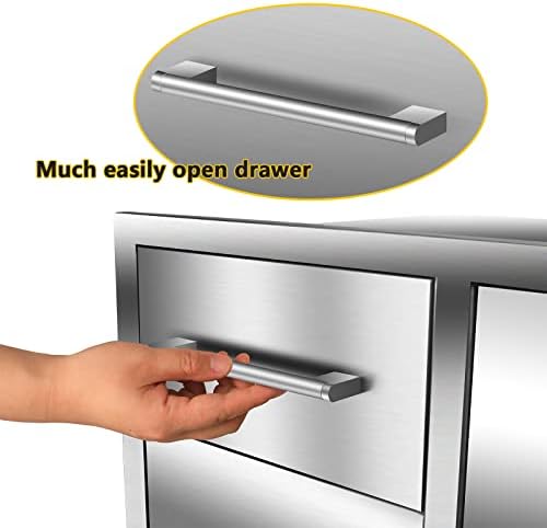 Outdoor Kitchen Drawer Combo, BBQ Access Trash Drawer Combo with Triple Stainless Steel Drawers(Left), Outdoor Kitchen for BBQ Island, Grilling Station, Outside Cabinet (28" W x 19.6“D x 20.1" H) - Image 5