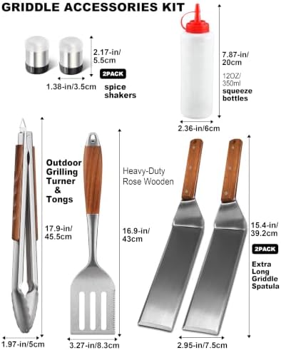 7-Piece Grill Tools Set, Long Thicker Spatulas Tongs Grill Utensils - Image 6