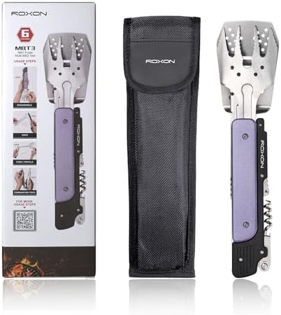 ROXON 6-in-1 Folding Grill Utensils Set, 14" BBQ Tools for Camping S601 - Image 7
