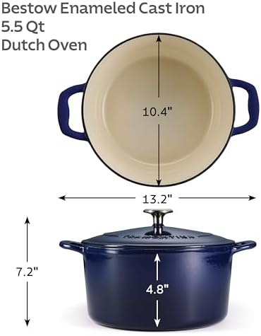Tramontina Bestow Enameled Cast Iron 5.5-Qt Round Dutch Oven Pot with Lid - Image 3