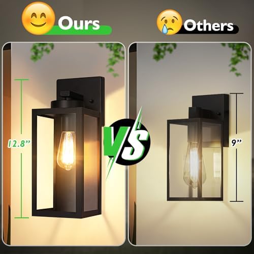 BesLowe Outdoor Wall Light Fixtures, Modern Black Exterior Wall Lanterns - Image 2