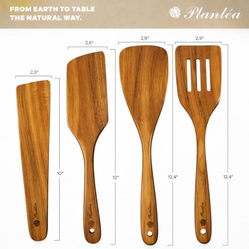Wooden Spatula for Cooking – Premium Acacia Wooden Cooking Utensils Set of 4 for Nonstick Cookware – Heat Resistant, Scratch-Free & Durable Kitchen Tools with Comfortable Grip - Image 5