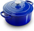 7 QT Blue Enameled Cast Iron Dutch Oven with Lid by Unknown