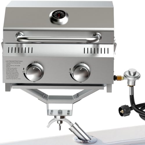 Bestfire Marine 2-in-1 Boat Grill with Rod Mount & Removable Legs by GrillsOutdoorCooking