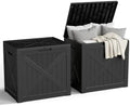 31 Gallon Outdoor Storage Box, Large Resin Deck Box for Patio Cushions, Garden Tools, Pool Accessories, Waterproof and Lockable Design, Storage Bench for Backyard & Deck(Black) by ASKPASS