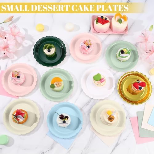 NatNarr 30 Pk White Desset Cake Plates 7" Scalloped White Paper Plates - Image 5