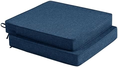 Outdoor Chair Cushions, Chair Pads, Set of 2, 17 x 16 in, Navy Blue by Unknown