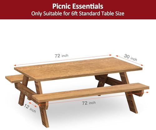 6ft 72in Picnic Table and Bench Cover, 3 Pack, Wood Grain - Image 2