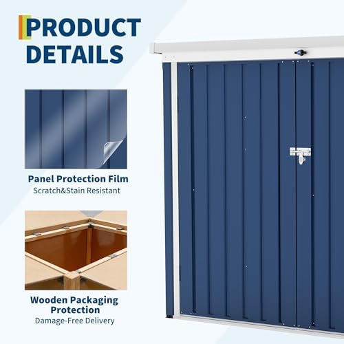 Outdoor Trash Can Storage Box with Lock Latch & Sloped Roof, Outdoor Storage Shed with Galvanized Steel Trash Bin Enclosure for Backyard, Patio & Garden Tool Organization (69.29” x 39.37” x 54.72”) - Image 3