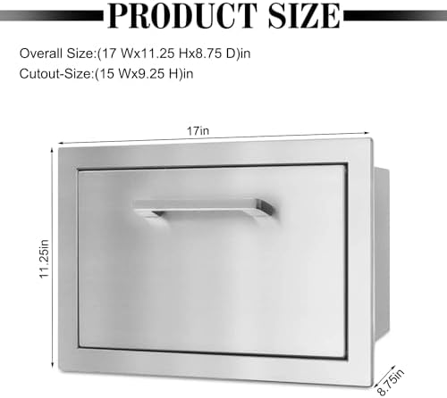 Outdoor Kitchen Paper Towel Holder Drawers,17" W x 11.25" H x 8.75" D Stainless Steel BBQ Drawer Works with Your Grilling or Prep Zones for Easy & Quick Clean up - Image 3