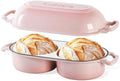 Cast Iron Double Dutch Oven, Mini Enamel Sourdough Bread Pan with Lid, Pink by Culivora