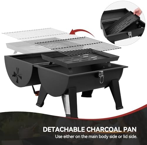 Royal Gourmet CC1619 Portable Charcoal Grill, Convertible Lid-to-Grill Zone - Image 6