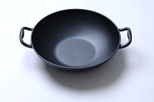 Cast Iron， Pre-Seasoned Wok 14.5" with Wood Spatula and Lid - Image 2