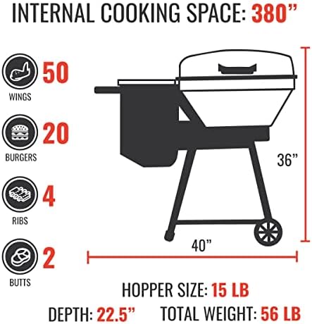 recteq Pellet Grill RT-B380 Bullseye + Grilling Basics Bundle, BBQ, Outdoor, and Electric Pellet Smoker Grill, Electric Smokers, Uses 100% Wood Pellets for Ribs, Brisket, Chicken, Sear, Smoke - Image 4