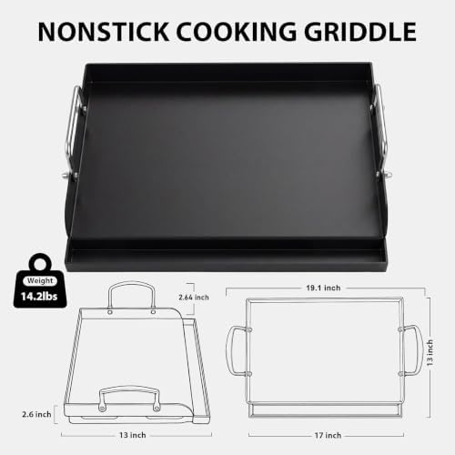 Utheer 17 x 13 Ceramic Nonstick Flat Top Griddle for Gas Grill and Stove - Image 2