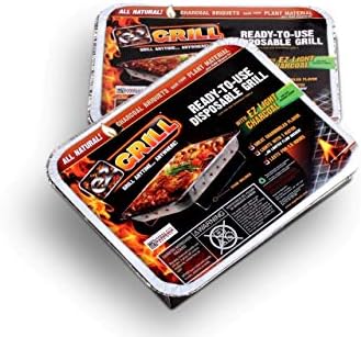 Disposable Charcoal Grill Ideal for Camping and Tailgate Parties -Pack of 2 Portable, Easy To Light, and Convenient charcoal grill Lasts 1.5 hours Grill Anytime, Anywhere by EZGRILL