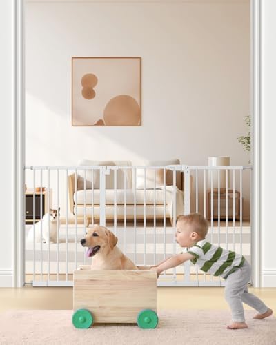 keny 29"-55" Extra Wide Baby Gate, Pressure Mounted No Drilling Dog Gate by keny