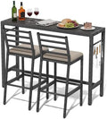 3Pcs Outdoor Patio Bar Set, 55" Rectangular High Top Table & Chair Set by Liskanap