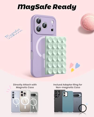 amBand Cute Preppy Stuff Silicone Suction Cup Phone Mount, Detachable Sticky Grip Holder for MagSafe Case, Easy to Use Video Accessories for Yoga/Dance/Call/Fitness, Matcha Green - Image 2