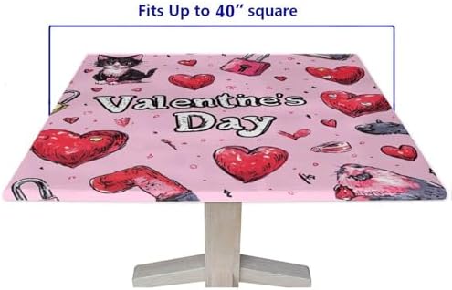Outdoor Tablecloth Square Fitted, Love is in The Air Pattern Printed on Polyester Patio Bench Cover, Perfect for Meals Coffee Guest Dinners, Fit for 40" x 40" Square Tables - Image 5