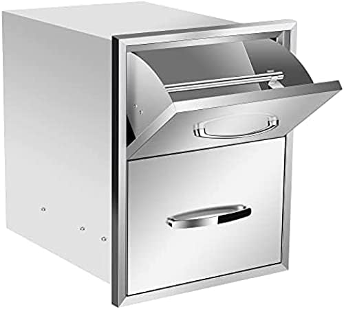 AHLOKI Stainless Steel with Chrome Handle BBQ Island Drawers for Outdoor Kitchen Or Grill Station,16Wx20Dx20H by RIGMEC