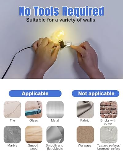 LZC 50 Pack Clear Adhesive Strips Hooks for Outdoor String Lights Clips - Image 4