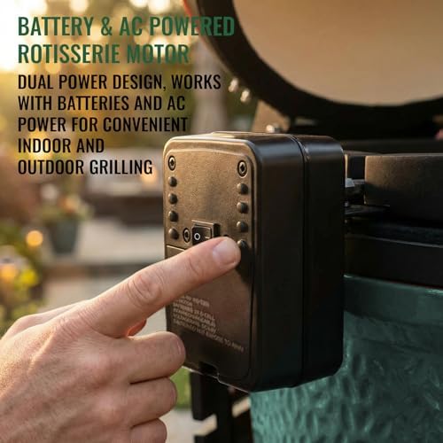 Rotisserie Accessory Attachment for Large Big Green Egg & Kamado Joe 18-inch Classic Joe, Complete Grill Accessory with 120V Motor, Stainless Steel Rotisserie Rod & Forks, Heavy Duty Iron Frame - Image 3